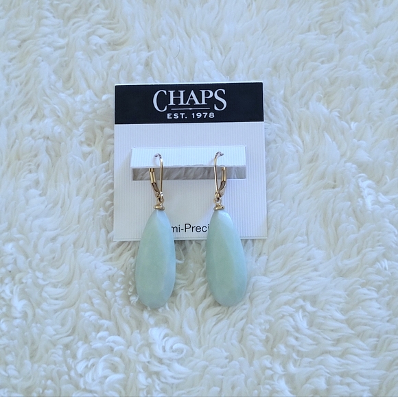 Chaps Teardrop💧 Shaped Unpolished Green💚 Angelite😇 Earrings - Picture 12 of 15